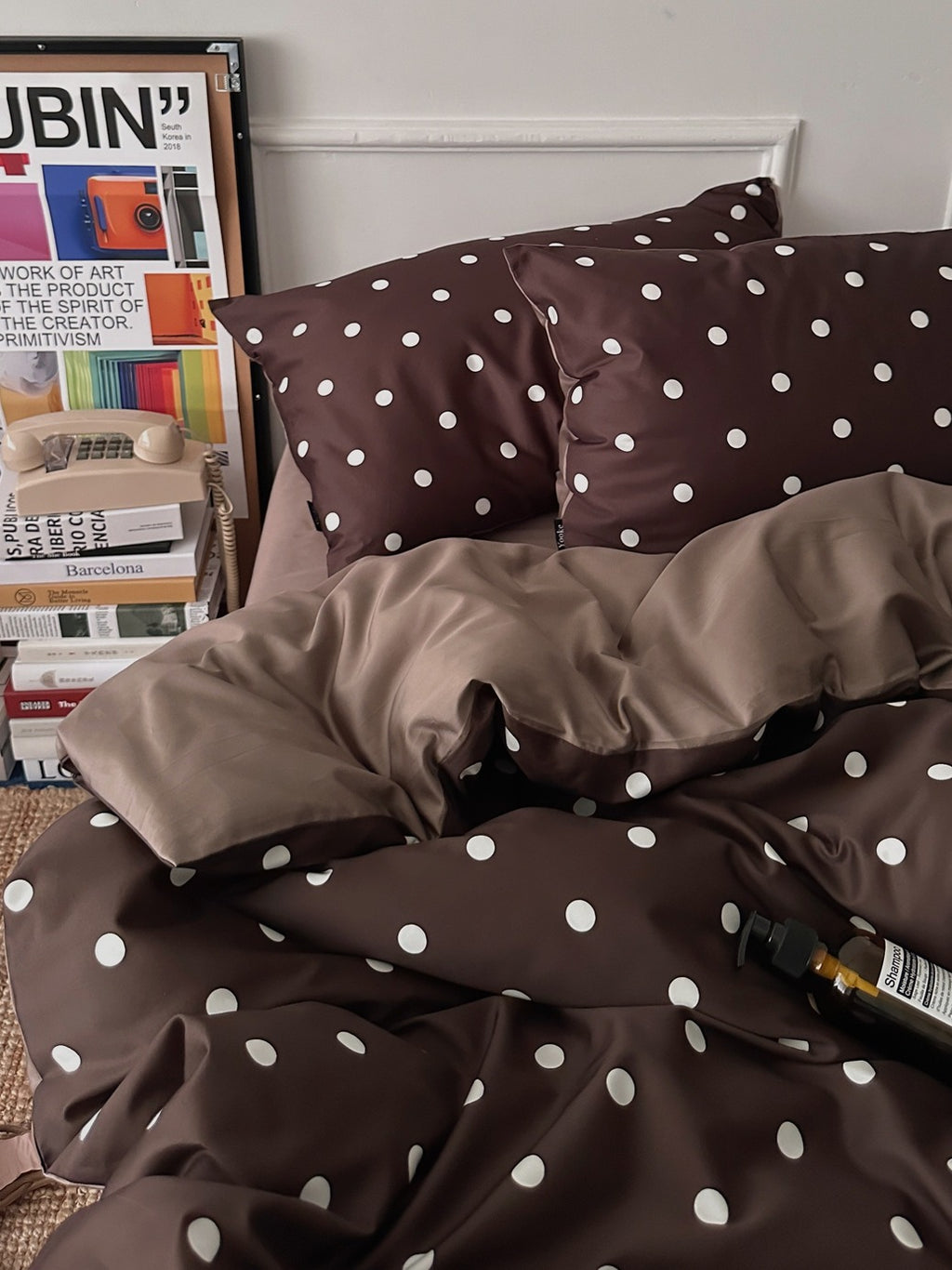 Mocha Dot Printed Cotton Sateen Duvet Cover original reference image 4