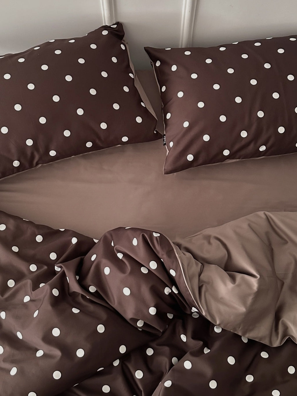 Mocha Dot Printed Cotton Sateen Duvet Cover original reference image 5