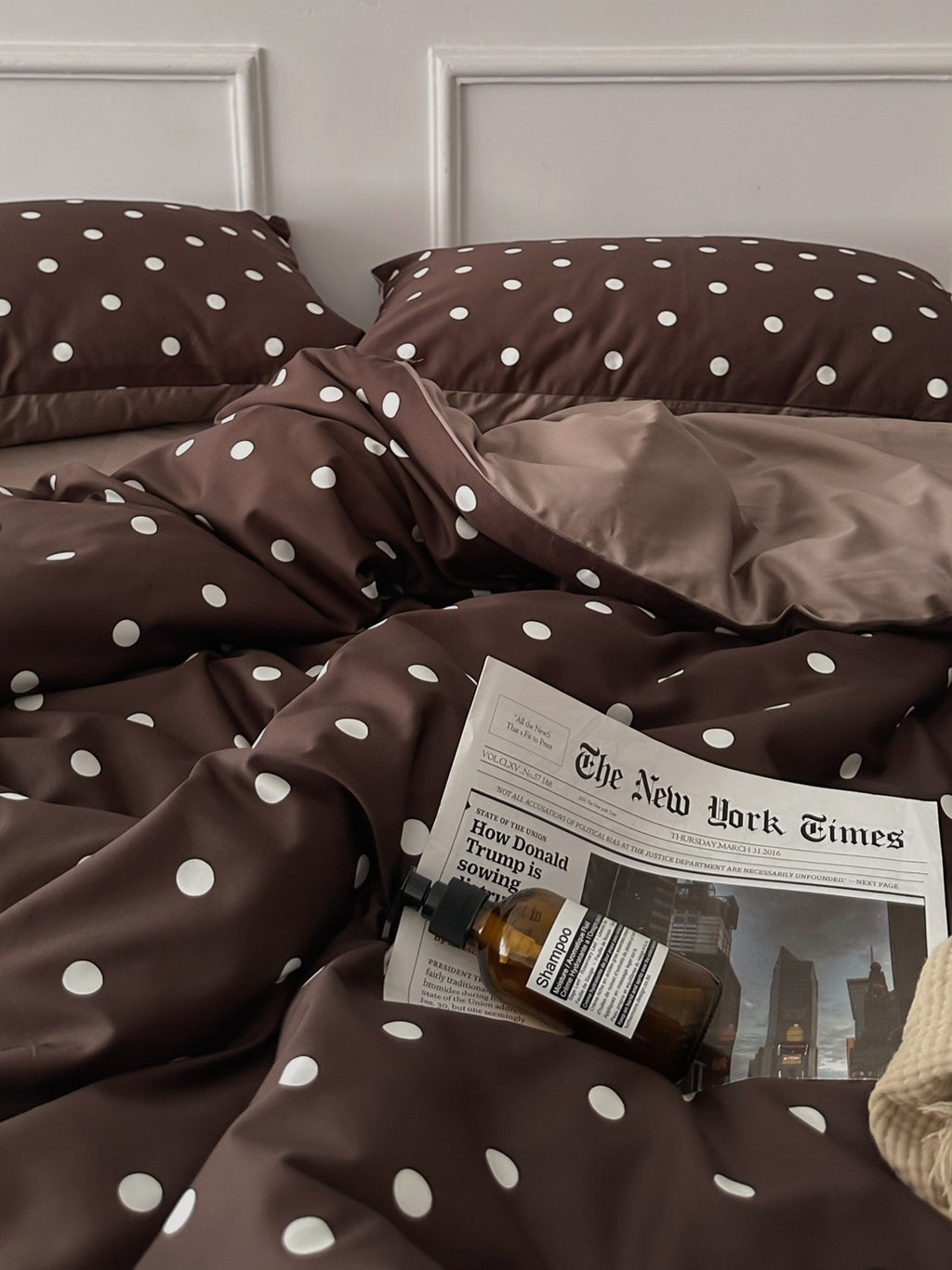 Mocha Dot Printed Cotton Sateen Duvet Cover original reference image 7