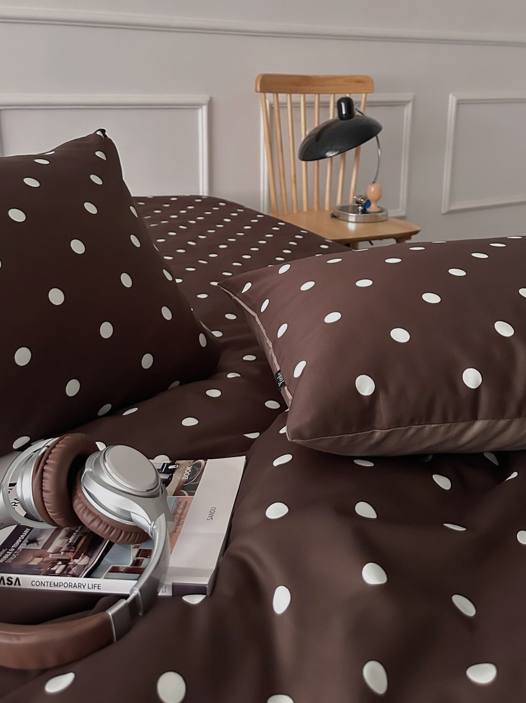 Mocha Dot Printed Cotton Sateen Duvet Cover original reference image 8