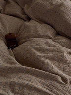 Mocha Ruffle Stripe Cotton Muslin Duvet Cover original reference image 7