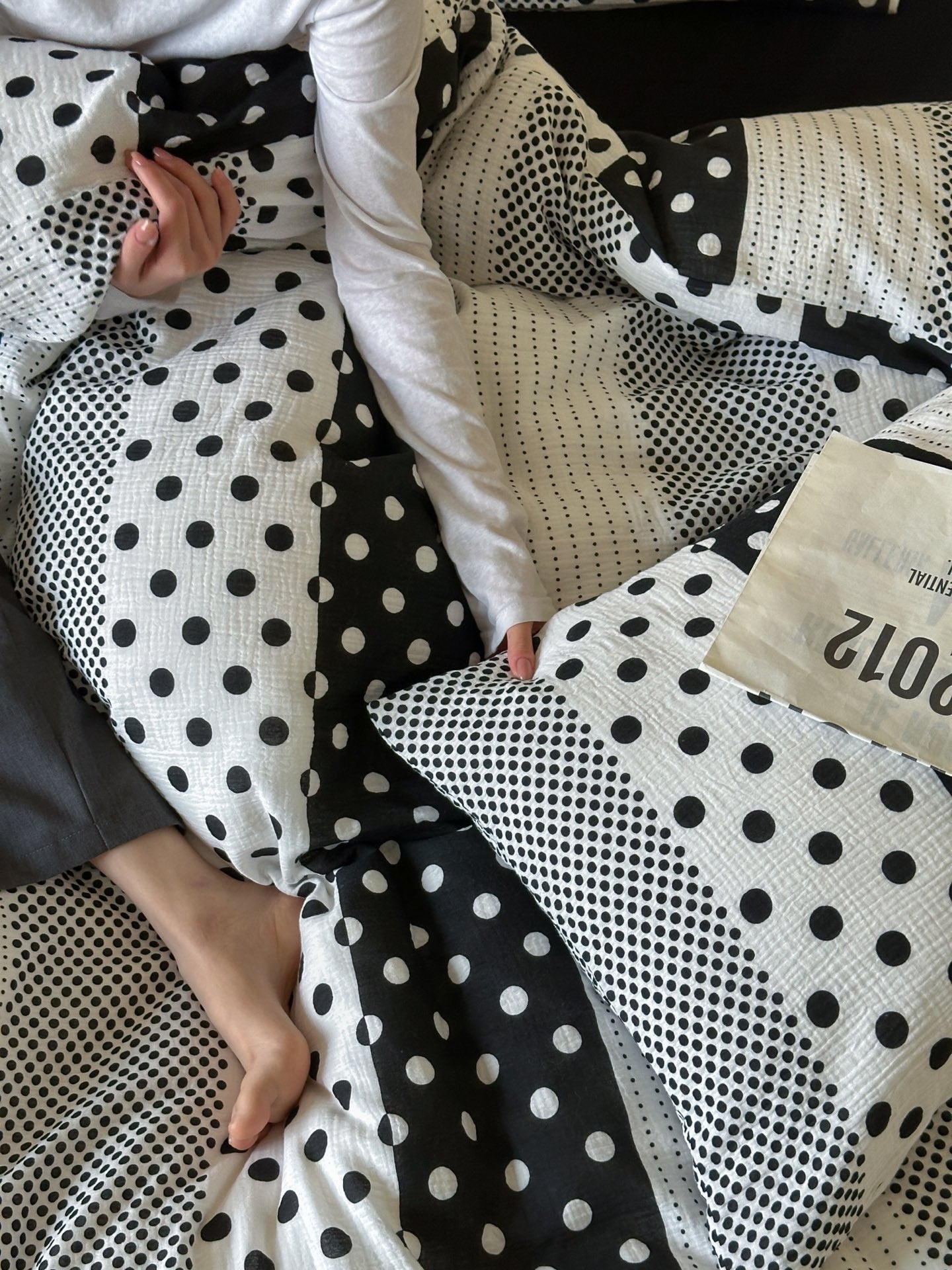 Mosaic Polka Dot Cotton Muslin Duvet Cover original reference image 1