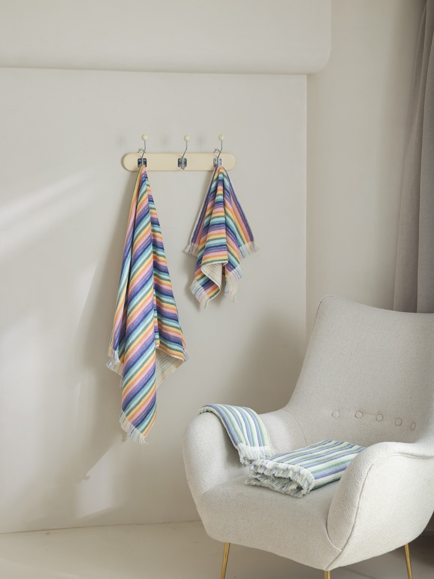 Pastel Lane Stripe Cotton Bath Towel original reference image 5