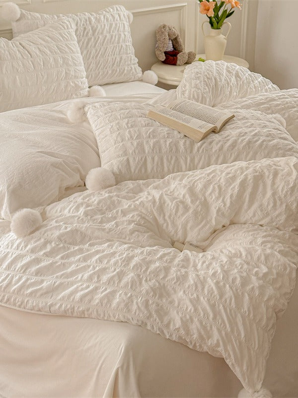 Pom Cloud Cotton Seersucker Duvet Cover original reference image 4