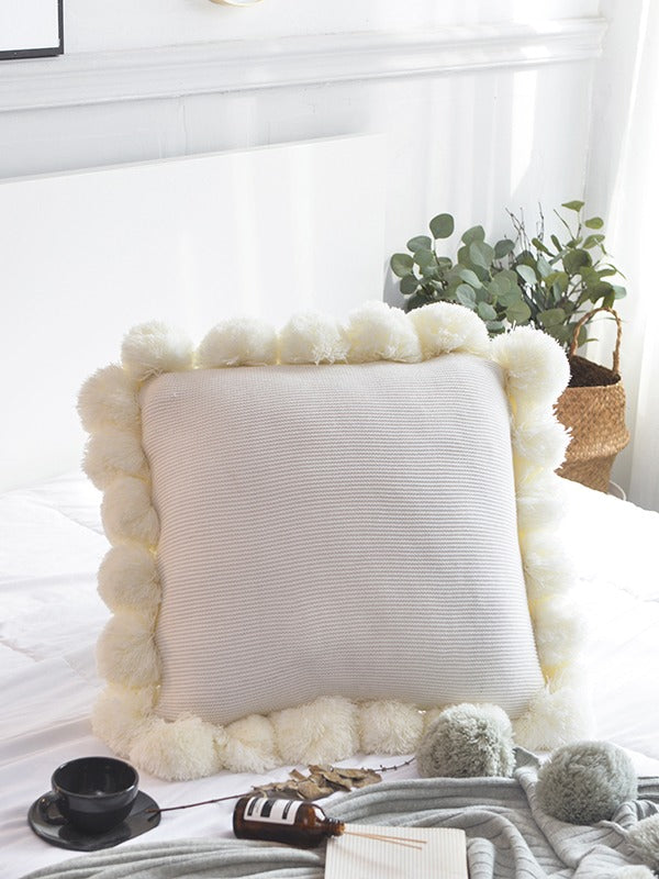 Pom Cloud Cotton Throw Pillow original reference image 1
