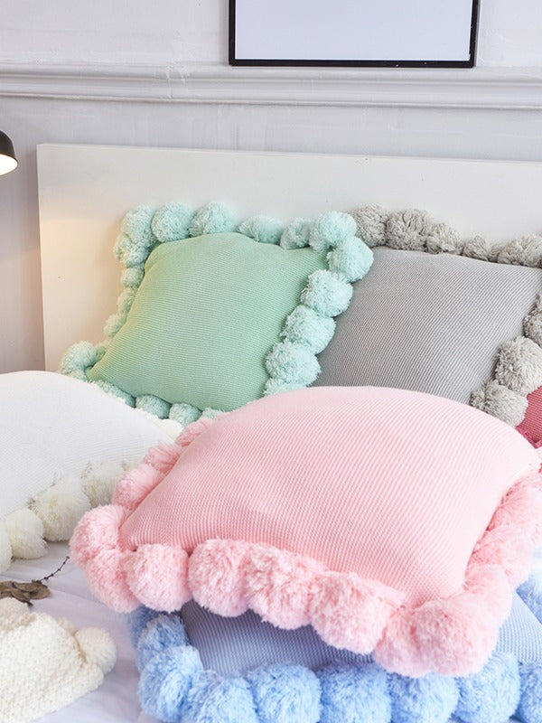 Pom Cloud Cotton Throw Pillow original reference image 2