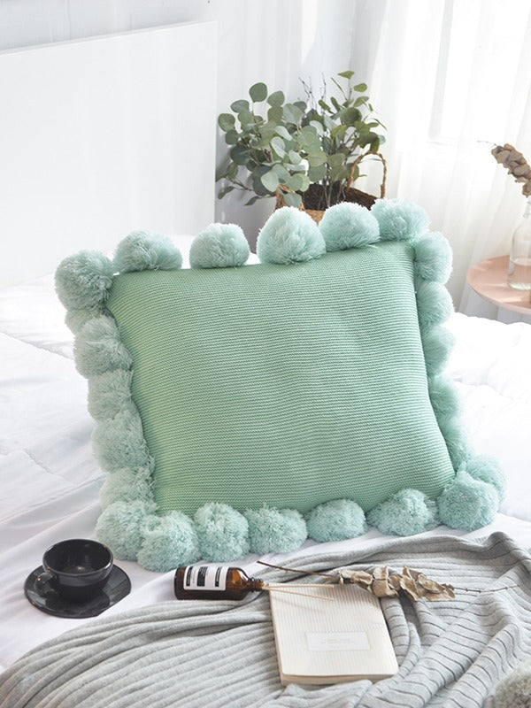 Pom Cloud Cotton Throw Pillow original reference image 3