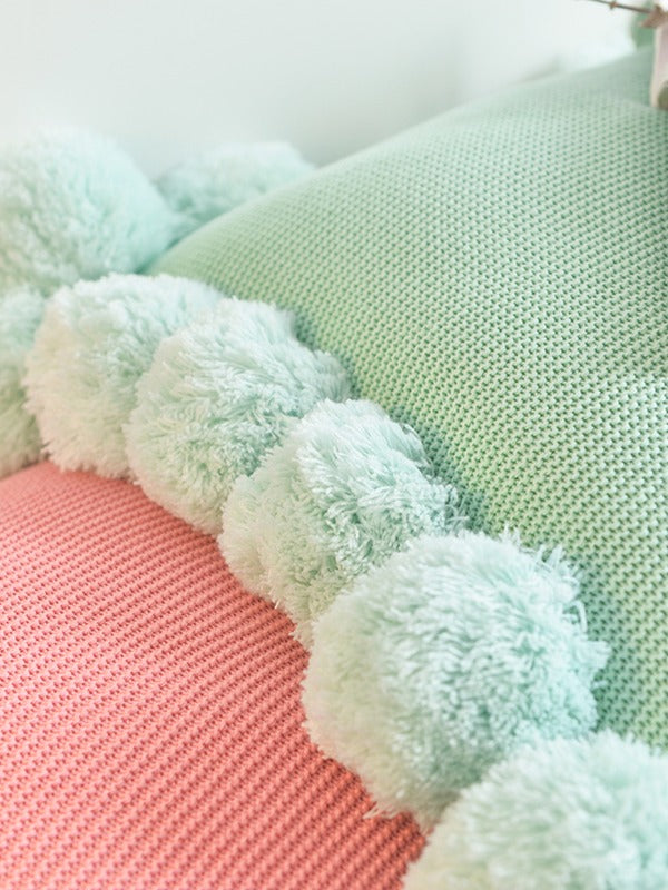 Pom Cloud Cotton Throw Pillow original reference image 5