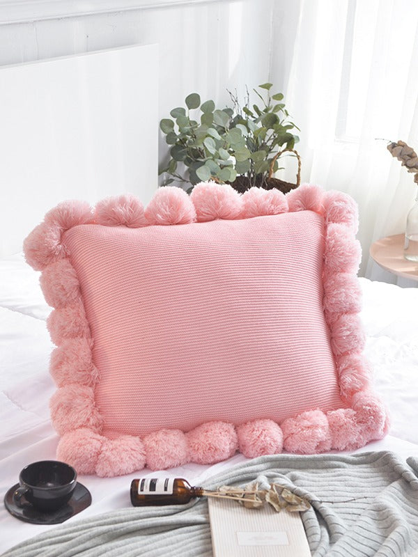 Pom Cloud Cotton Throw Pillow original reference image 7