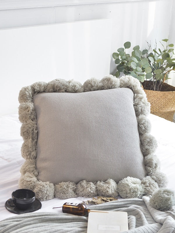 Pom Cloud Cotton Throw Pillow original reference image 11