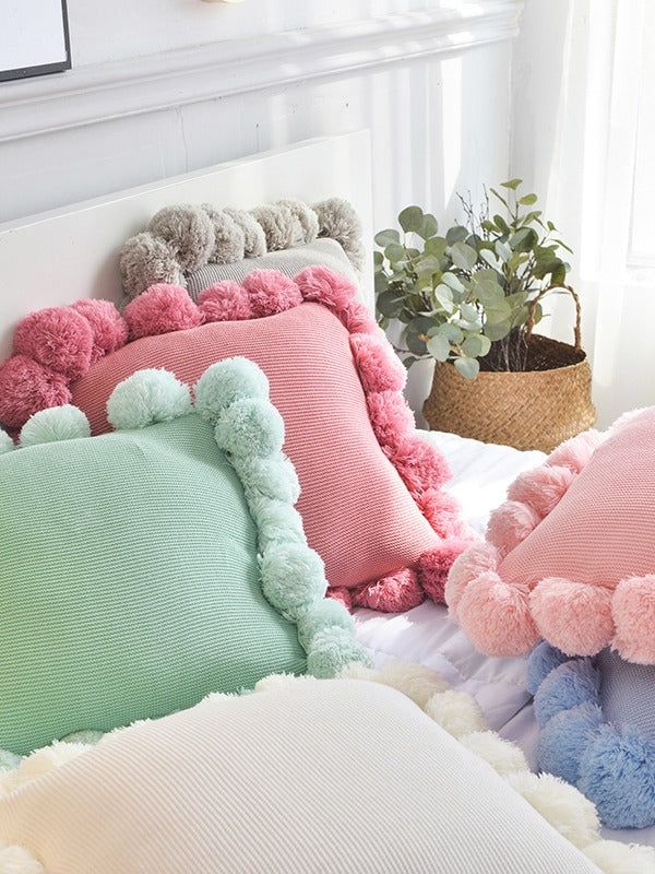 Pom Cloud Cotton Throw Pillow original reference image 13