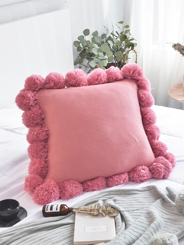 Pom Cloud Cotton Throw Pillow original reference image 14