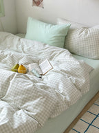 Porto Mixed Gingham Washed Cotton Duvet Cover original reference image 2