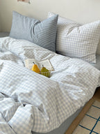 Porto Mixed Gingham Washed Cotton Duvet Cover original reference image 4