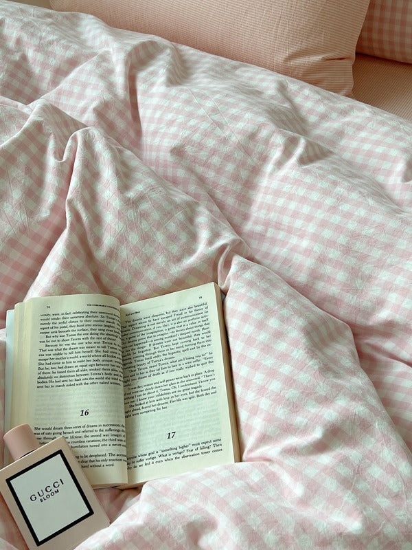Porto Mixed Gingham Washed Cotton Duvet Cover original reference image 5