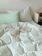 Porto Mixed Gingham Washed Cotton Duvet Cover original reference image 6