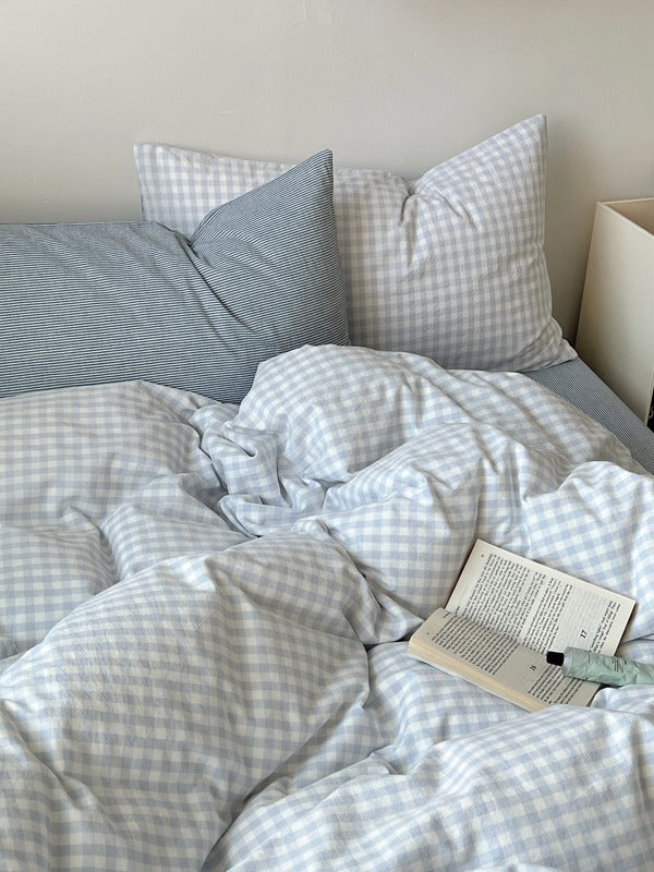 Porto Mixed Gingham Washed Cotton Duvet Cover original reference image 8