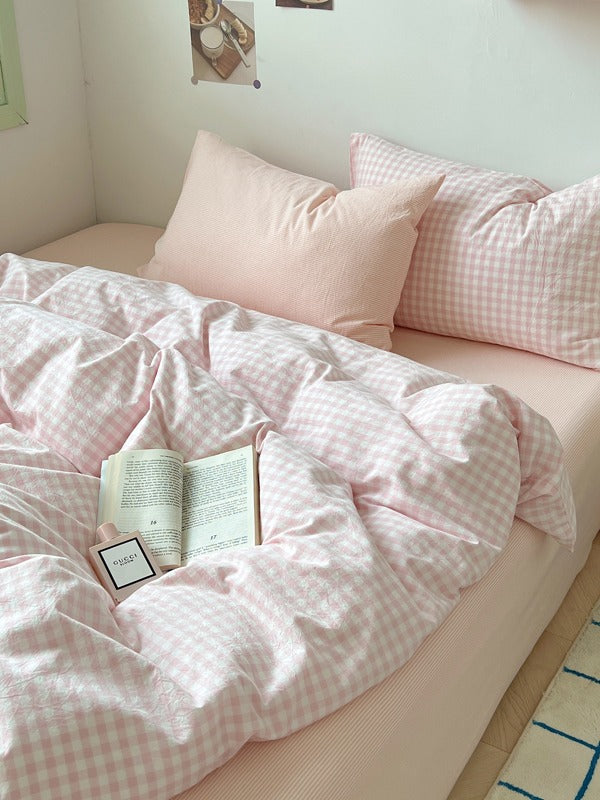 Porto Mixed Gingham Washed Cotton Duvet Cover original reference image 9