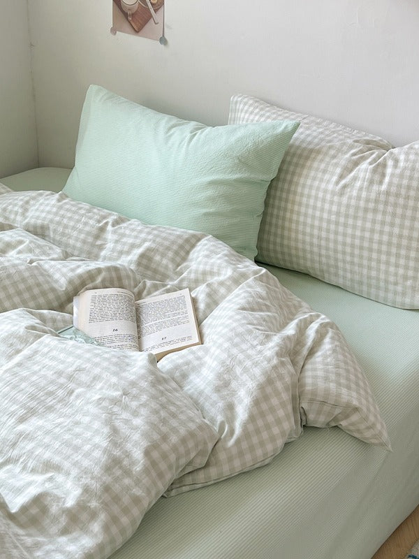 Porto Mixed Gingham Washed Cotton Duvet Cover original reference image 10