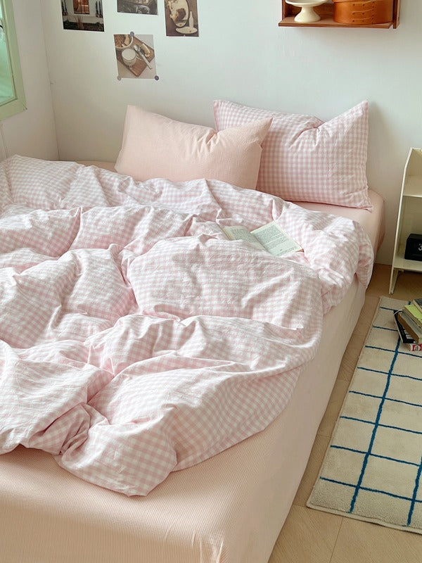 Porto Mixed Gingham Washed Cotton Duvet Cover original reference image 13