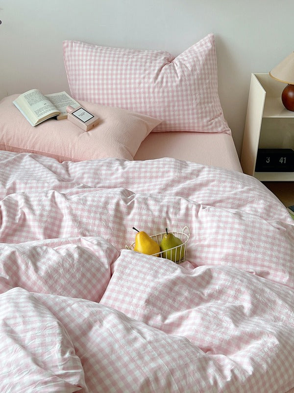 Porto Mixed Gingham Washed Cotton Duvet Cover original reference image 17