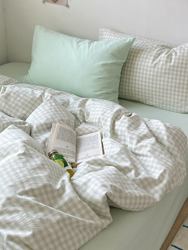 Porto Mixed Gingham Washed Cotton Duvet Cover original reference image 18
