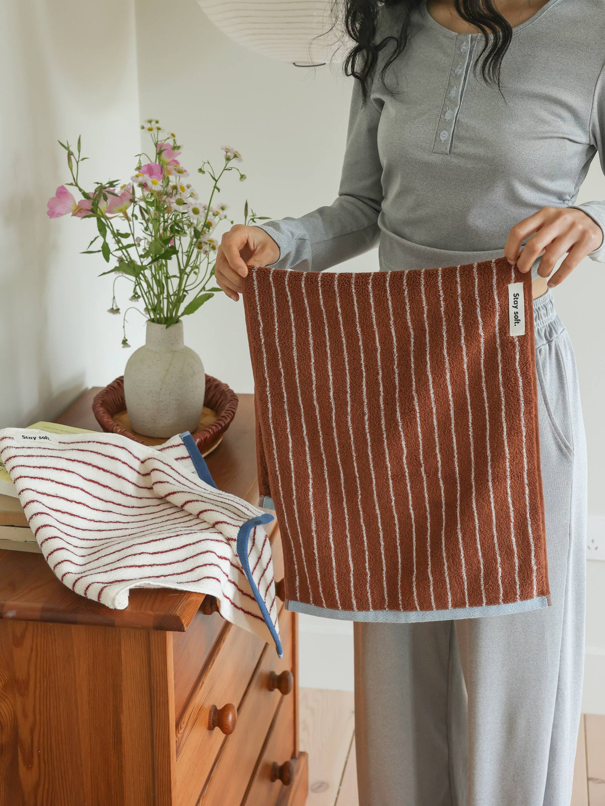 Ribbon Stripe Cotton Bath Towel original reference image 2