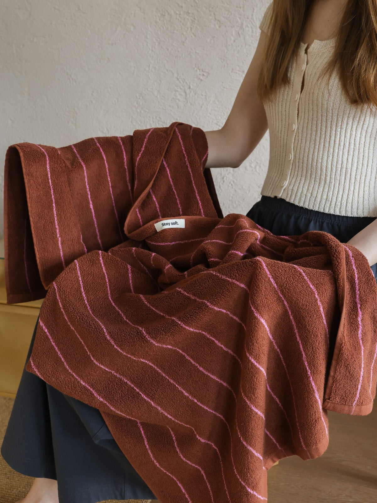 Ridge Stripe Cotton Bath Towel original reference image 4