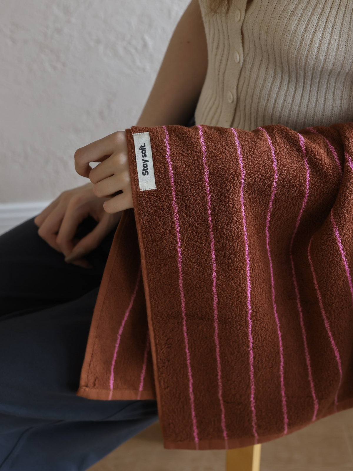 Ridge Stripe Cotton Bath Towel original reference image 6