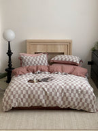 Rose Loft Check Cotton Jacquard Duvet Cover original reference image 1