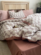 Rose Loft Check Cotton Jacquard Duvet Cover original reference image 6