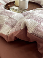 Rose Loft Check Cotton Jacquard Duvet Cover original reference image 9