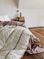 Rosewood Grid Jacquard Cotton Duvet Cover original reference image 1