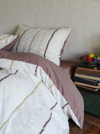 Rosewood Grid Jacquard Cotton Duvet Cover original reference image 3