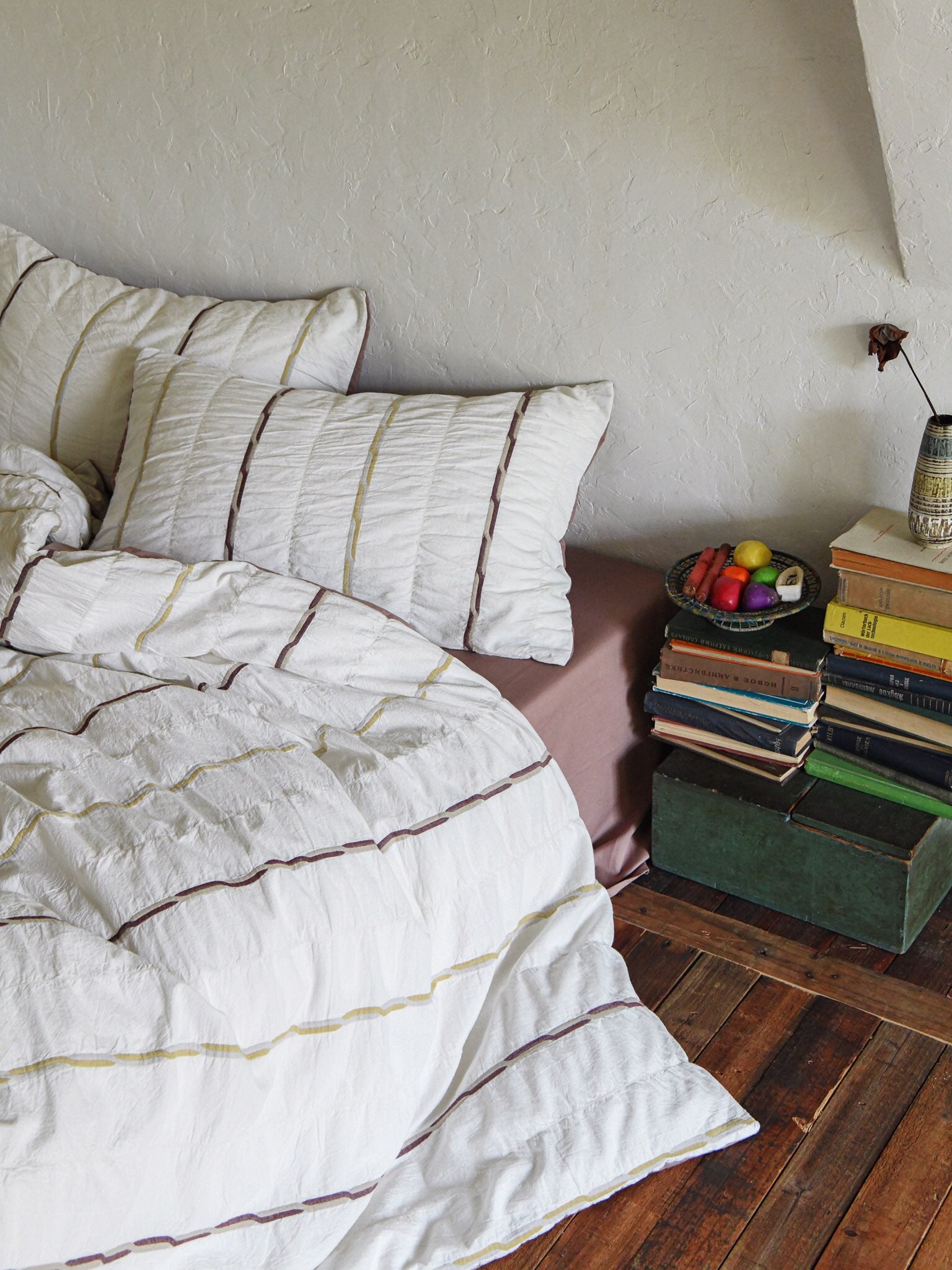 Rosewood Grid Jacquard Cotton Duvet Cover original reference image 8
