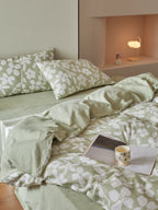 Sage Blossom Cotton Muslin Jacquard Duvet Cover original reference image 2