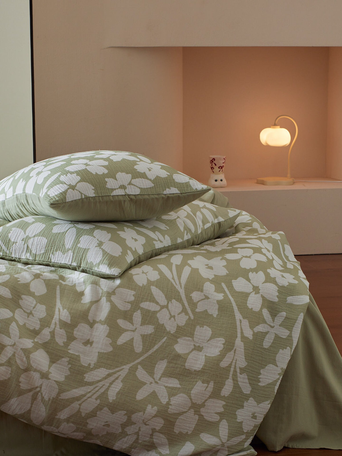 Sage Blossom Cotton Muslin Jacquard Duvet Cover original reference image 5