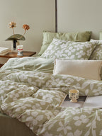 Sage Blossom Cotton Muslin Jacquard Duvet Cover original reference image 8