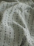 Sage Charcoal Ruffle Stripe Cotton Muslin Duvet Cover original reference image 6