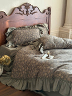 Sage Daisy Ruffle Cotton Jacquard Duvet Cover original reference image 4