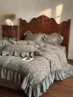 Sage Daisy Ruffle Cotton Jacquard Duvet Cover original reference image 6