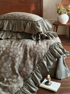 Sage Daisy Ruffle Cotton Jacquard Duvet Cover original reference image 8