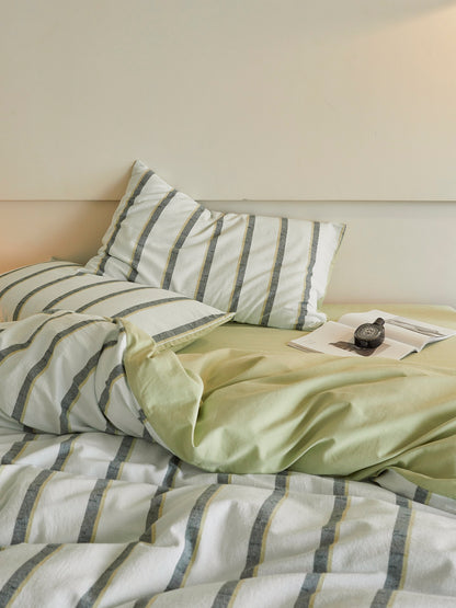 Sage Harbor Stripe Washed Cotton Duvet Cover original reference image 3