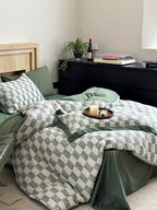 Sage Loft Check Cotton Jacquard Duvet Cover original reference image 2