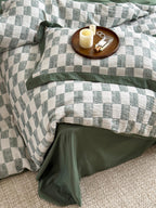 Sage Loft Check Cotton Jacquard Duvet Cover original reference image 3