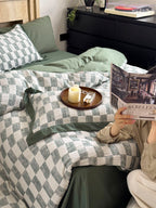Sage Loft Check Cotton Jacquard Duvet Cover original reference image 4