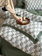 Sage Loft Check Cotton Jacquard Duvet Cover original reference image 5