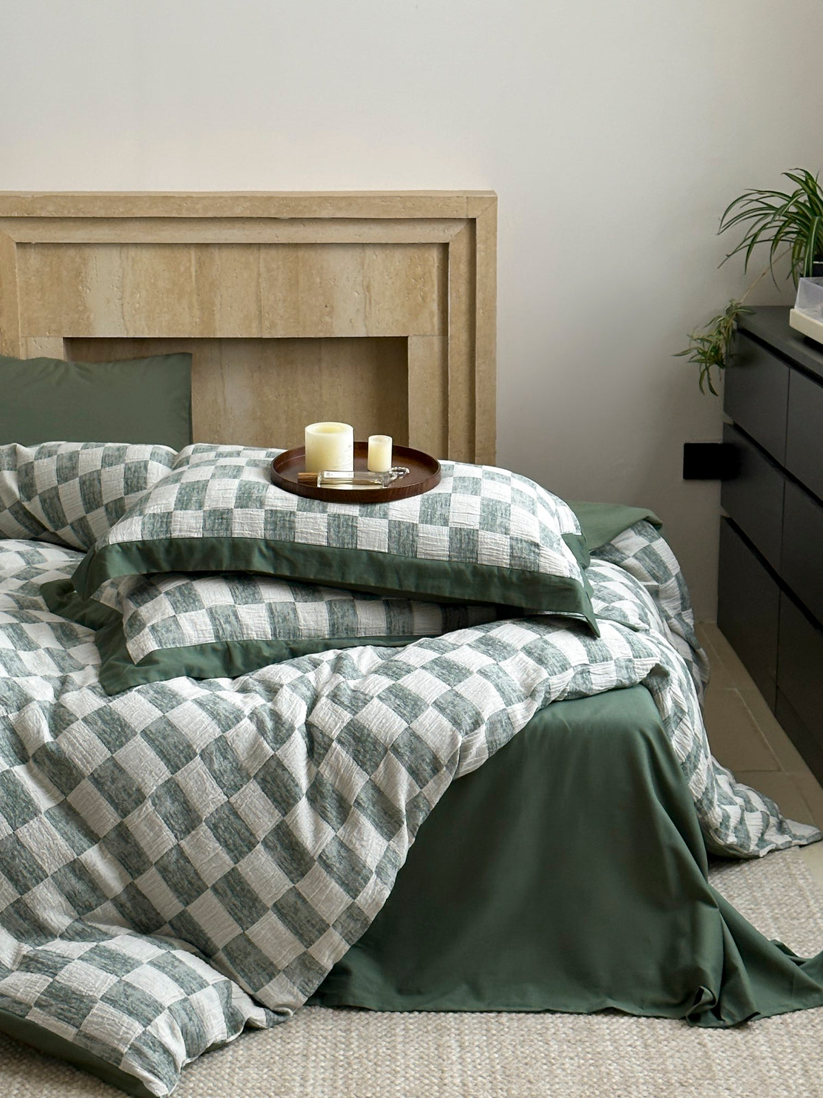 Sage Loft Check Cotton Jacquard Duvet Cover original reference image 8