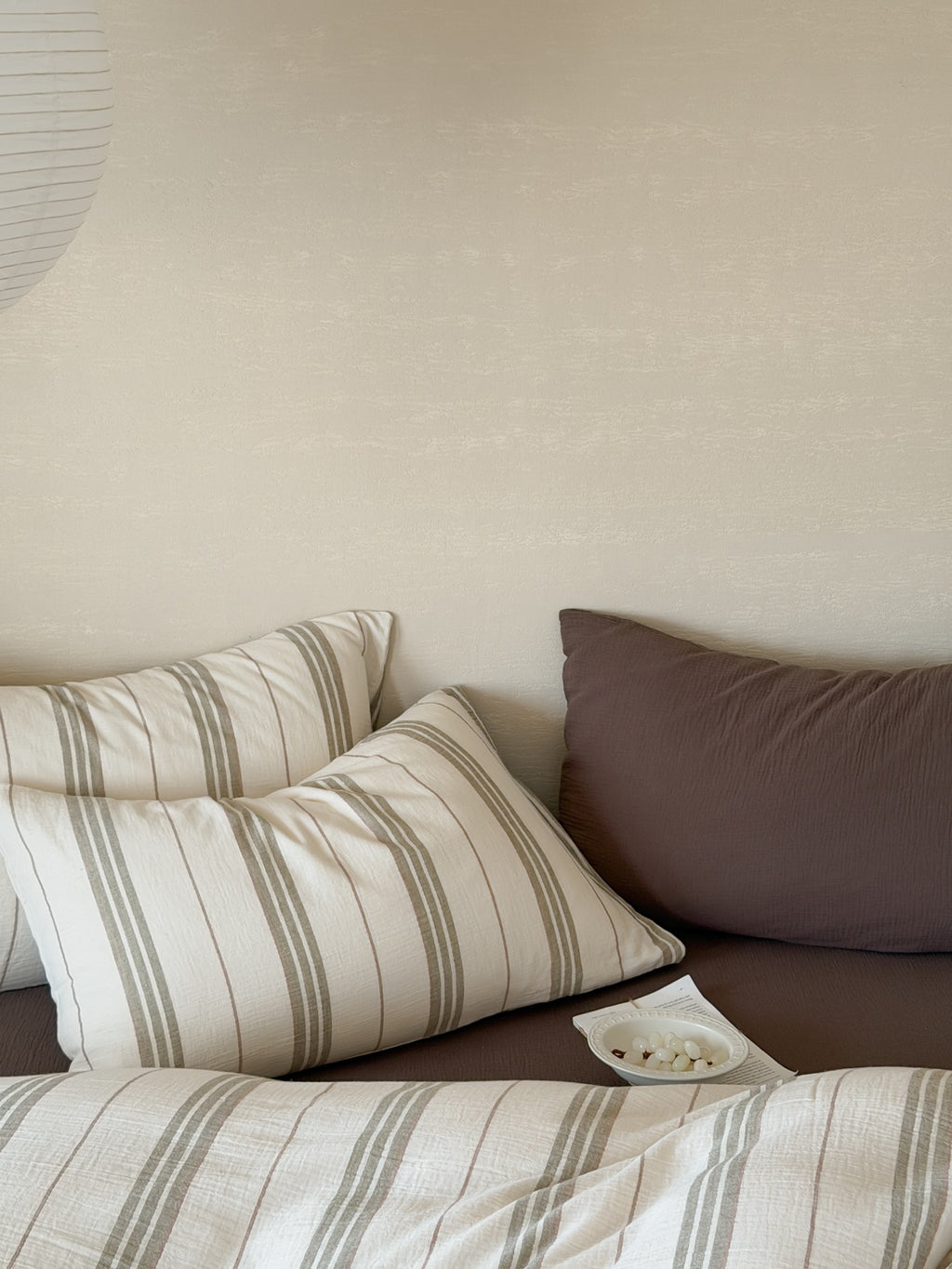 Sage Meadow Stripe Cotton Muslin Duvet Cover original reference image 4