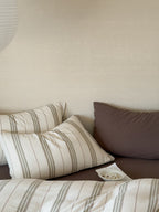 Sage Meadow Stripe Cotton Muslin Duvet Cover original reference image 4